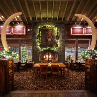 Camp Ti has multiple fireplaces for maximum coziness in the winter.
