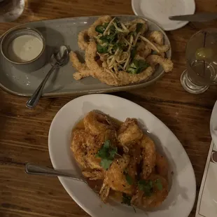 Savory White Prawns and Crisp Fried Calamari