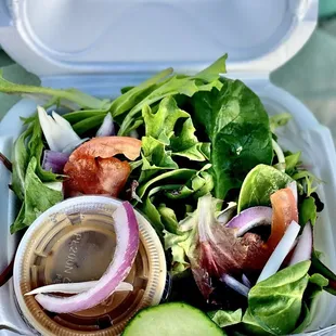 House salad with Balsamic dressing to go.