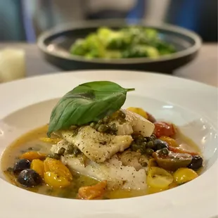 Grouper Campanella&apos;s comes with pasta or their signature side of broccoli. Broccoli &quot;al dente&quot; is a must order. Superb Winners circle :)...
