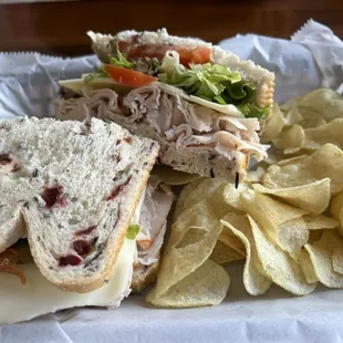 Turkey sandwich on cranberry bread