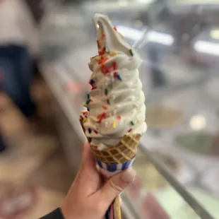 vanilla custard with rainbow sprinkles