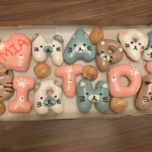Cat theme birthday donuts