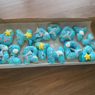 Mermaid birthday donuts