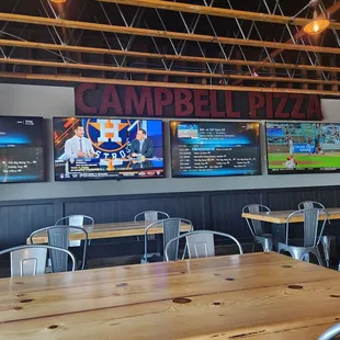 The dining area & some of the many TVs