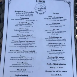 Lunch menu