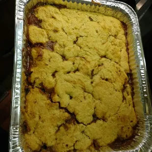 a pan of cornbread casserole