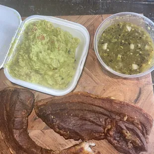 Chicharron, guacamole &amp; jalapeño salsa verde.