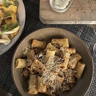 Gold Die Mezze Rigatoni with braised pork ragu, sourdough bread crumbs, &amp; parm
