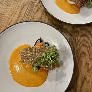 rock cod with sweet potatoes, veracruz rojo sauce, cilantro