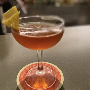 AMBER HOUR ~ 20 *Our take on the Classic Sazerac; Served up* Brown Butter Washed Rye, Maple, Leopold's Absinthe, Pechaud's Bitters