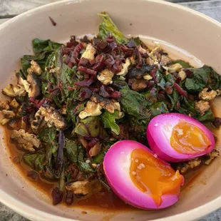 Braised Greens and Jammy Egg