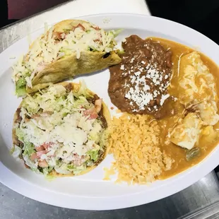 #2 combination: taco tostada and enchilada