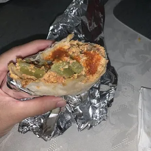 Burrito, chorizo egg &amp; nopales