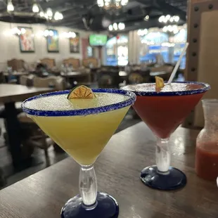 Lime and Strawberry frozen margaritas! Delicious!! And strong!