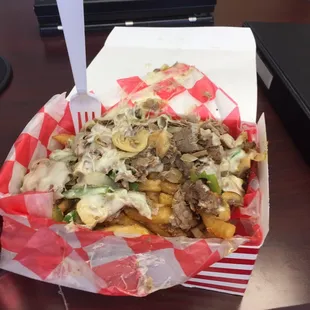 Delicious Campfire Cheese Steak Fries