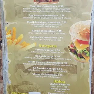burgers, menu