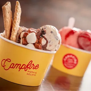 two cups of ice cream