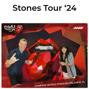 Nancy and me made it to the Rolling Stones Tour 2024. Thanks AARP for the fun activities and photo op area!