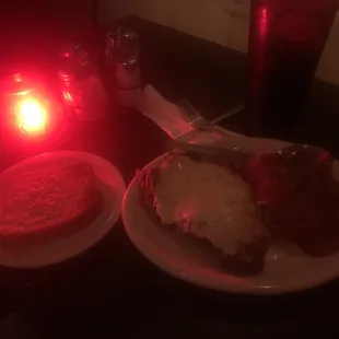 Chicken Parmesan with garlic bread