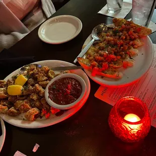 Calamari and bruschetta (perfect appetizers for 4 women!)