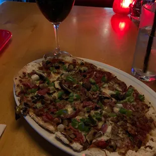 A little Chianti and an All the away pizza (small). Perfection!