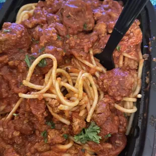 Spaghetti and meatballs