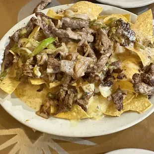 Beef fajita nachos