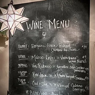 Weekly changes on their Wine Menu.