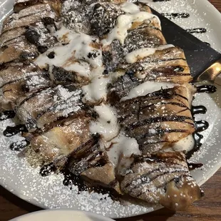 Calzone dessert with Reese's chocolate and peanut butter inside
