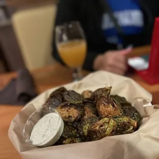 Brussels sprouts with dip