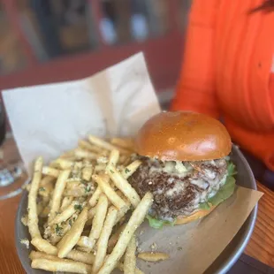 Burger and upgrades fries very juicy!