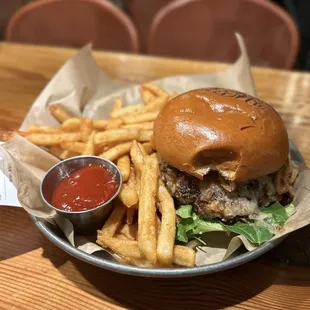 Bison Burger with Campsite Fries