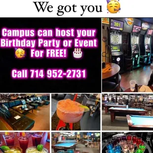 We host Birthday Parties, Draft Parties &amp; Events for FREE!