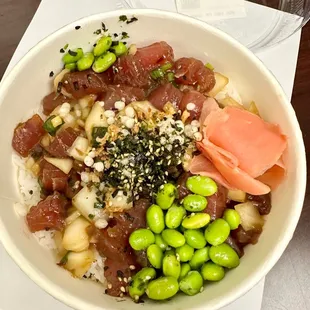 $12.99 shoyu ahi poke bowl