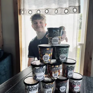 A sampling of Ice Cream offered for eating in or carry out.