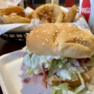 #1 Large Cams Original Sugar-Flaked Ham Sandwich, *Cams Onion Rings, and Soft Drinks  *Best ever