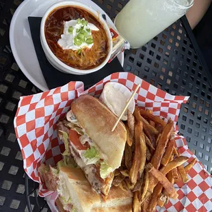 Fried Chicken Sammie, Brisket Chili, Can Bar Margarita