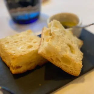 two pieces of bread on a plate