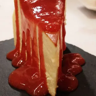 The Basque style cheesecake came with a very flavorful strawberry topping