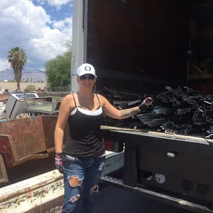 Aluminum it's like 10cents a lb dirty= screws,nails,bolts still in. Clean is 40 cents a lb. Take the time &amp; clean your aluminum.