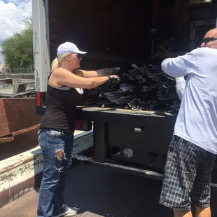 Matt &amp; I unloading stripped aluminum