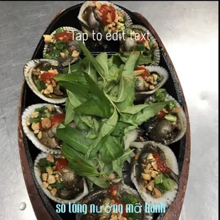 sò lông nướng mỡ hành/grilled blood clams in green onion oil