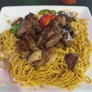 steak and noodles