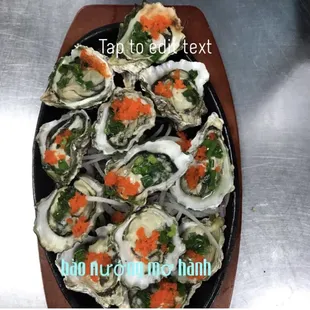 hào nướng mỡ hành/grilled oysters in green onion oil