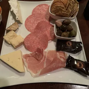 Small platter of meats and cheeses