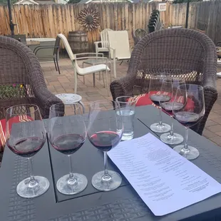 Wine flights on patio