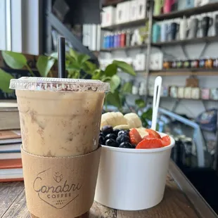 Honey Graham latte and açaí bowl