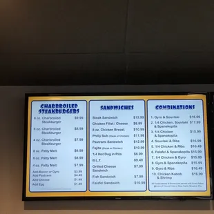 menu