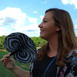 She came prepared for the humidity!